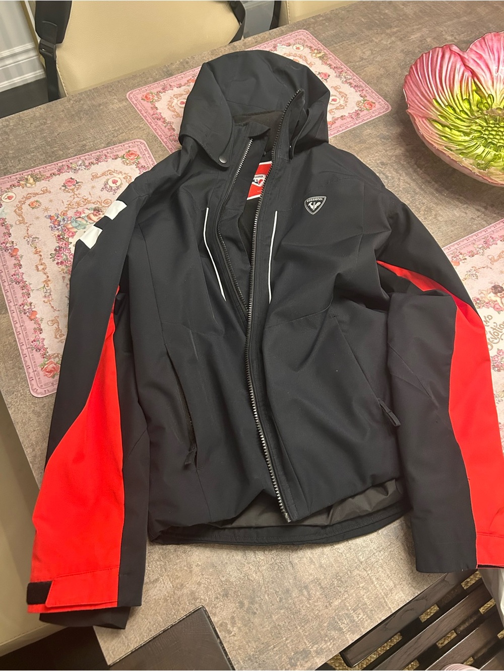 Rossignol Black and Red Ski Jacket with Hood
